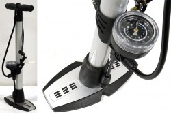 Насос ZF-0804A, напольный., манометр,Т-ручка, высокого давления, авто/вело переходник, серебрист.
